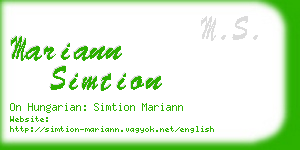 mariann simtion business card